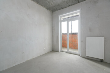 interior of the apartment without decoration in gray colors