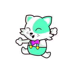 Cute character cartoon cat jumping