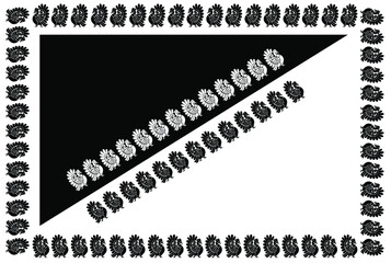 Rectangle border frame design concept of Peacock with feather pattern isolated on black and white background