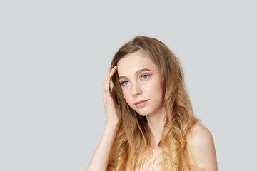 Obraz premium Beauty and hair care. Beautiful woman with magnificent blond hair.