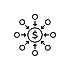 Outline Crowdfunding Icon - Support Creators and Ideas with Money - Vector