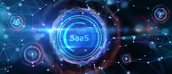 Software as a Service SaaS. Software concept. Business, modern technology, internet and networking concept. 3D illustration.