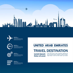 United Arab Emirates travel destination grand vector illustration. 