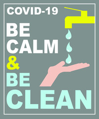 Poster of precautionary measures for the covid-19 pandemic, keep clean and wash your hands