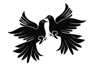 Love birds design concept of two pigeons or Columbidaes flying with each other  