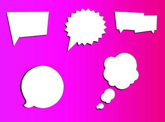 Paper cutting different type of Dream bubbles isolated on Pink Background - vector illustration EPS 10