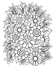 vector abstract floral black and white background card