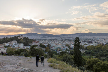 Obraz premium Tourists in Acropolis hill, Athens