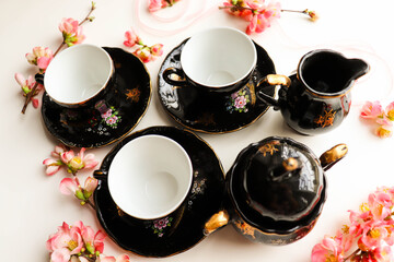 Obraz na płótnie Canvas china. japanese black coffee china set