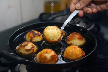 South Indian traditional food spicy Chettinadu kuzhi paniyaram