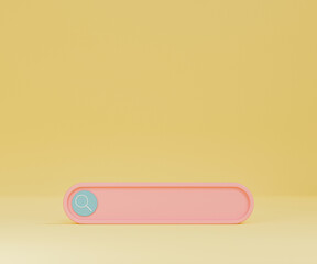 3d render of blank search bar with minimal style.Pastel wedesign concept.