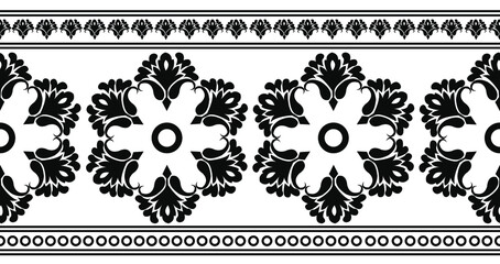 Saree border design concept of Floral art isolated on white background is in Seamless pattern - vector illustration