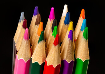 Color pencil. Multi-colored pencils . Close-up. Macro.