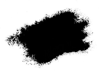 Design of a splash of black dry paint on a white background