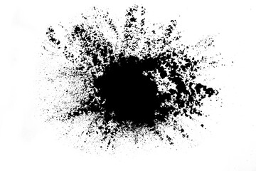 Design of a splash of black dry paint on a white background