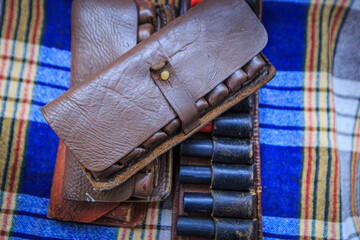 Cartridges for a hunting rifle in a bandoleer