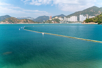 The view of white sand beach on Hong Kong Island in Hong Kong