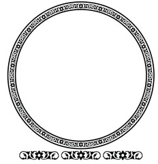 The antique Round frame design concept of vector line art isolated on white background