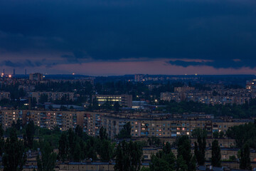 Evening industrial city in eastern Europe