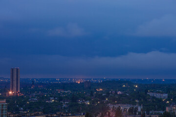 Fototapeta premium Evening industrial city in eastern Europe