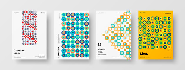 Company identity brochure template collection. Business presentation vector A4 vertical orientation front page mock up set. Corporate report cover abstract geometric illustration design layout bundle.