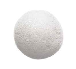 Soap foam bubbles circle drop isolated on white. Cleanser shampoo foam texture
