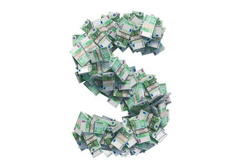 Letter S from euro packs. 3D rendering