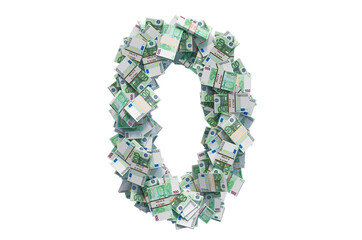 Number 0 from euro packs. 3D rendering