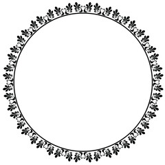 Vintage round frame design concept of flowers and circle isolated on white background