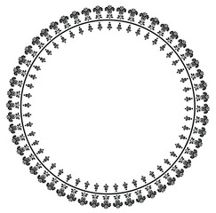 Vintage round frame design concept of floral art isolated on white background