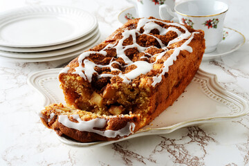 apple fritter loaf bread cake sliced