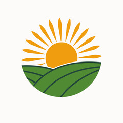 Nature Green Landscape Sunrise Logo Template. sun vector illustration Icon Logo Template