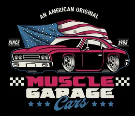Fotobehang vintage classic design of american muscle car © bazzier