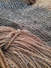 Abstract background of ropes, hemp, thread.