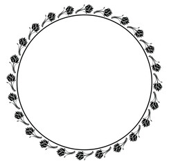 Round frame design concept of floral pattern isolated on white background