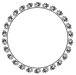 Round frame design concept of floral pattern isolated on white background