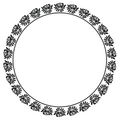 Round frame design concept of floral art with petals and leaves isolated on white background