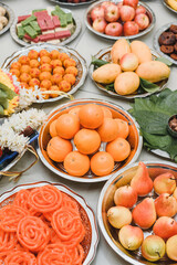 Trays of engagement gifts; Indian engagement ceremony.