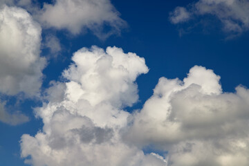 Beautiful, spring clouds in the blue sky, which portend the change of weather.