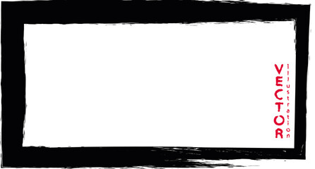 Black frame of dry brush strokes on a white background