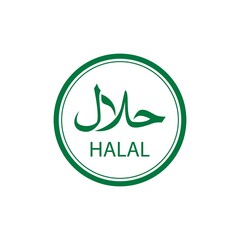 Vector illustration of Muslim traditional halal food in a circular labels. Badges, logo, tag, and label. Suitable for banner, flyer, trade mark.