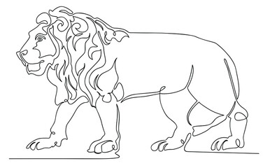 Single Line drawing of a Lion - Vector illustration