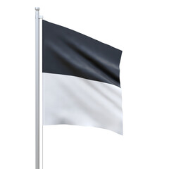 Fribourg (cantons of Switzerland) flag waving on white background, close up, isolated. 3D render