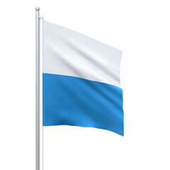 Lucerne (cantons of Switzerland) flag waving on white background, close up, isolated. 3D render