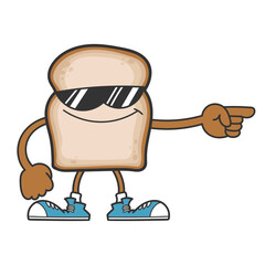 Fototapeta premium slice of bread cartoon character with sunglasses