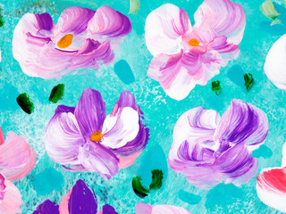 Abstract flowers, creative abstract hand painted background, brush texture