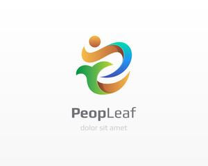 Creative people leaf logo.