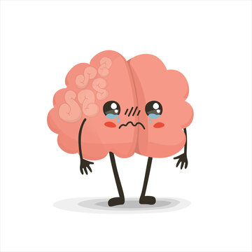 Brain cartoon character, vector illustration isolated on white