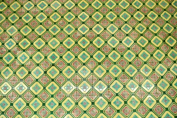 Colorful tiles at Vietnamese temple.