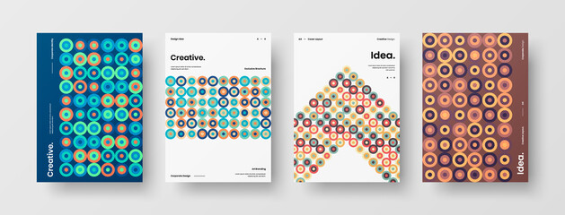 Company identity brochure template collection. Business presentation vector A4 vertical orientation front page mock up set. Corporate report cover abstract geometric illustration design layout bundle.